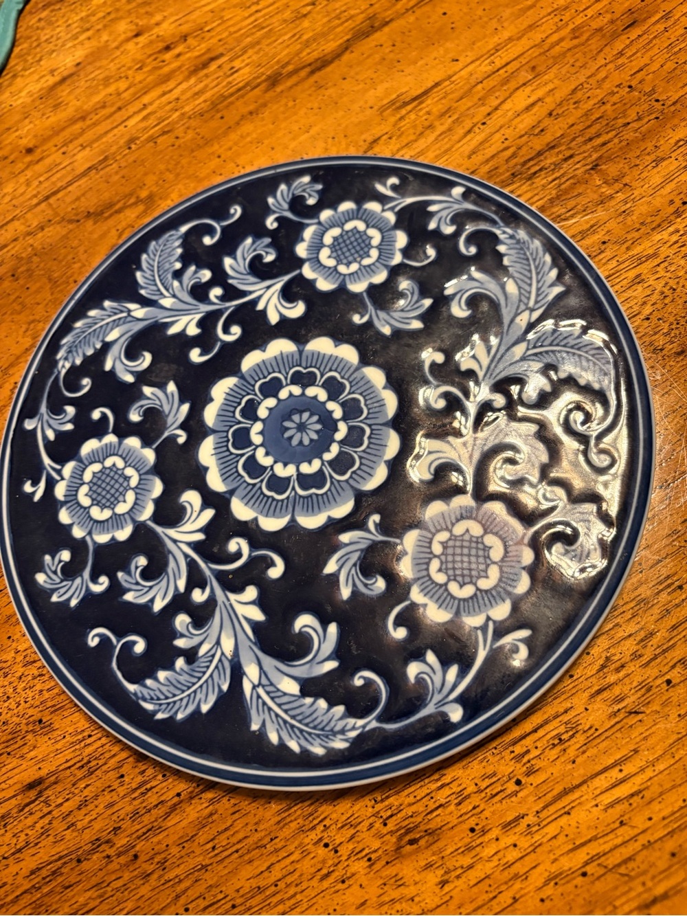 vintage Pier 1 Imports ceramic trivet in the discontinued "Mandarin" pattern.